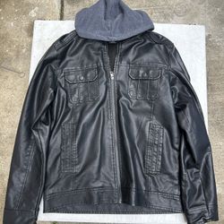 RING OF FIRE Black Leather Jacket