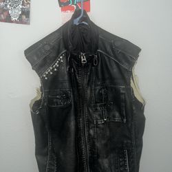 Sleeveless Leather Jacket/Vest  With Come Studs Pick Up Only