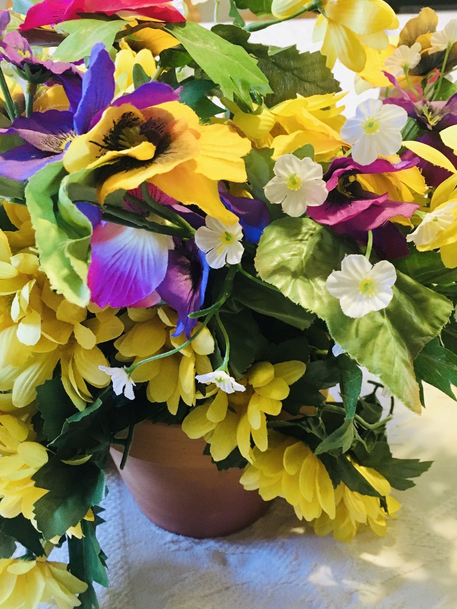 Spring Flower Silk Greenery In Pot