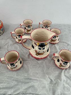 Juego de Tazas con Jarra de café Talavera de Hidalgo