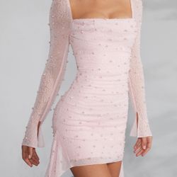 Oh Polly Size 0 Blush Pink Long Sleeve Dress Dress