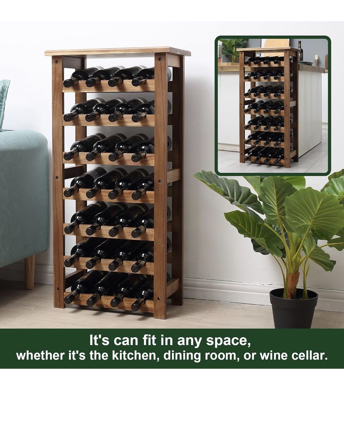 7 tier wooden wine rack 