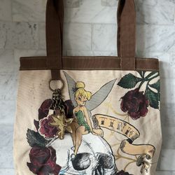 Disney Loungefly  Tinkerbell With Skull Tote Bag