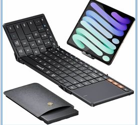 ProtoArc Foldable Keyboard with Touchpad, XK01 TP Folding Portable Keyboard, Full Size Keys, Large Trackpad Bluetooth Travel Keyboards for Laptop PC T