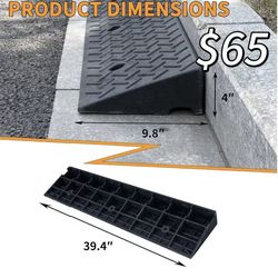 😀 Curb Ramp 4" Rise Rubber Curb Ramps for Driveway Curb Ramps for Sidewalks Car Ramps Door Threshold Ramp Shed Ramps for Riding Mower 7000 LB Capacit