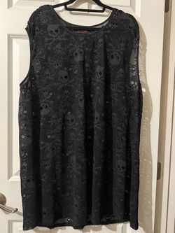 Black Skull Print Mesh Sleeveless Top