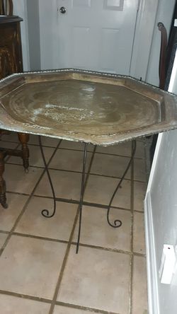 Antique 30" Metal Unpolished Peacock Table