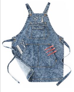 Jeanerlor - Denium Apron Adjustable Pockets for Art, Work, Barbequing