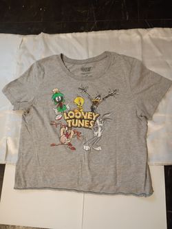 Looney Tunes Gray Graphic Crop T-Shirt XL Girls