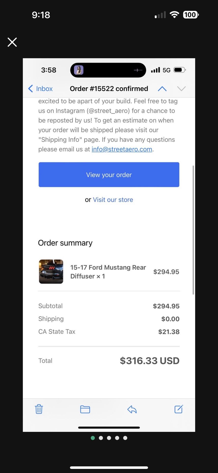 Mustang Rear Diffuser 2015-2017