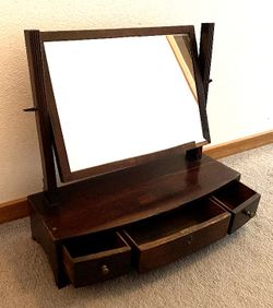 VINTAGE 3 Drawer Bow Front Dressing Mirror