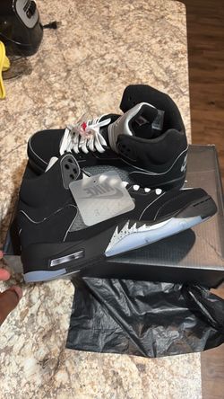 Size 7 and size 8 Air Jordan 5 Black Silver Sneakers