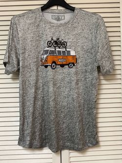 Cycology Men’s Gray VW Bus and Bike T-shirt - Size Large - EUC