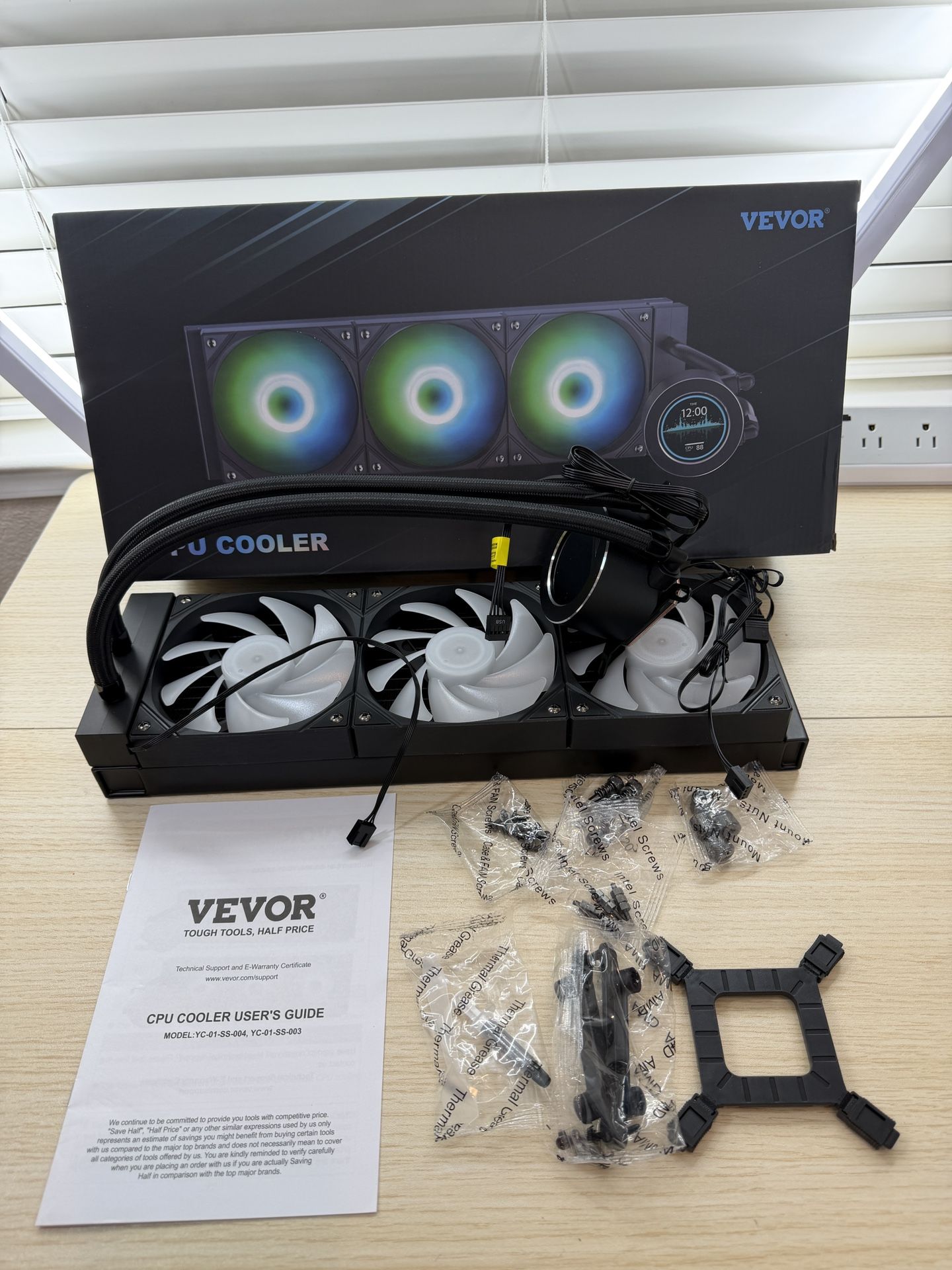 Brand New VEVOR CPU Liquid Cooler, AIO CPU Water Cooler - 360mm PWM Fans & Pump, Freestyle Images, GIFS, MP4, ℃ or Speed in 2.1'' LCD SKU212-S1