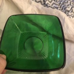 5 vintage Small Green Glass Bowls