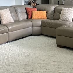 Leather Tan Sectional Living Room Set