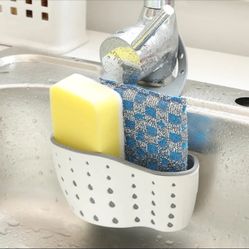 1 TPR Faucet Rack, Modern Two Tone Sponge Holder For Kitchen Sink, Beige - NEW