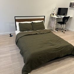 Bamboo Queen Bed frame And Mattress 