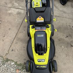 ONE+ HP 18V Brushless 16 in. Cordless Battery Walk Behind Push Lawn Mower with (1)4.0 Ah Batteries and (1) Charger by RYOBI