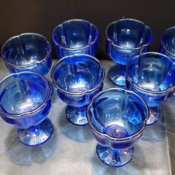 Lot of 8 Vintage Cobalt Blue Glass - 4" - Classic Collectible Glassware Set