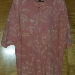 Men's Tommy Bahama X- Large Hawaiian Salmon Color Tropical Leaves Shirt 