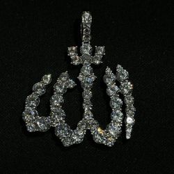 Sterling Silver CZ Allah Pendant