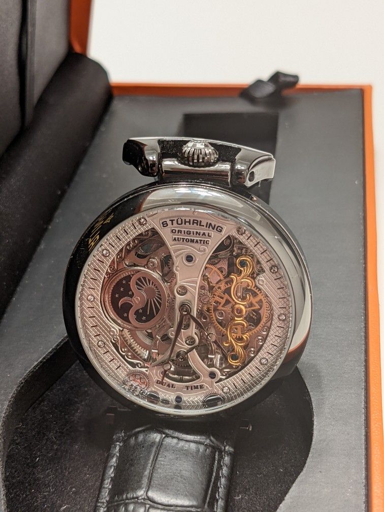 Stuhrling Emperor's Grand DT 3920 Automatic 46mm Skeleton in excellent condition