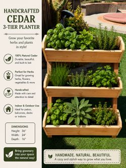 Handcrafted 3-Tier Cedar Herb Planter