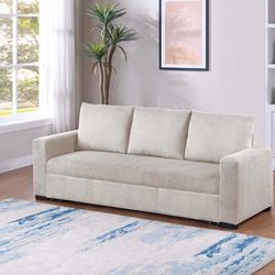 Convertible sofa bed beige corduroy