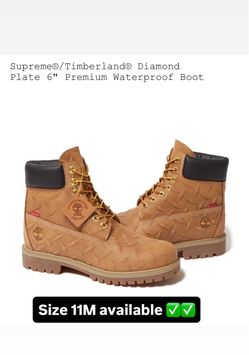 Size 11M Supreme®/Timberland® Diamond Plate 6" Premium Waterproof Boot