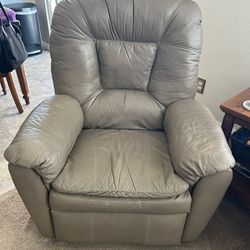 Super Comfy Manual Taupe Leather Recliner