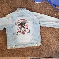 Harley Davidson Denim Jacket Size XL Panhead Knucklehead Panhead HD Motorcycle 