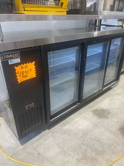 Dukers 3-Door Glass Slide Back Bar Refrigerator