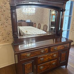 ANTIQUE WOODEN CABINET WITH MIRROR