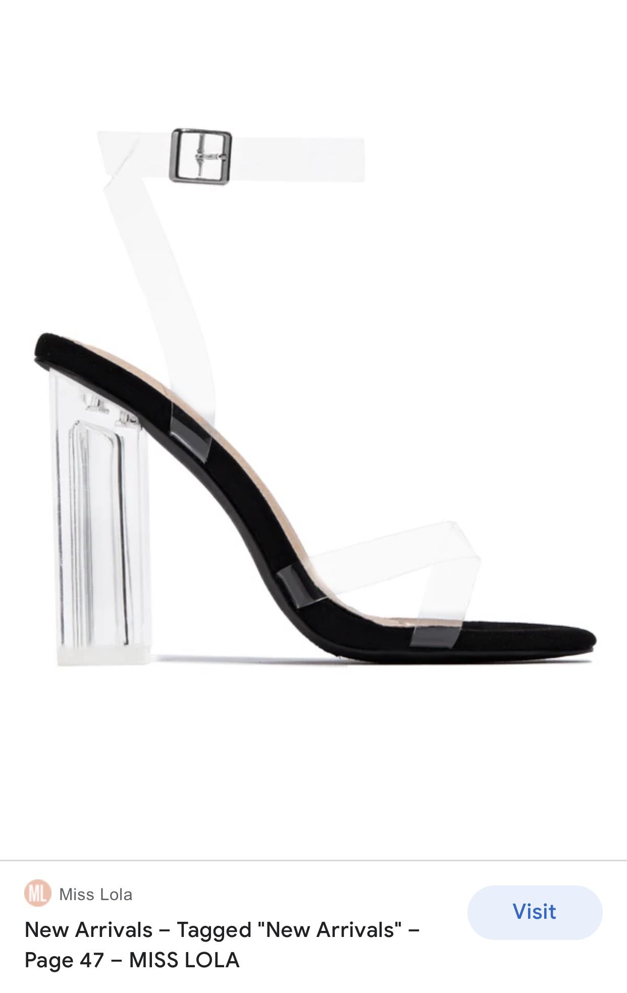 MISS LOLA Clear strap black Heels 6.5 