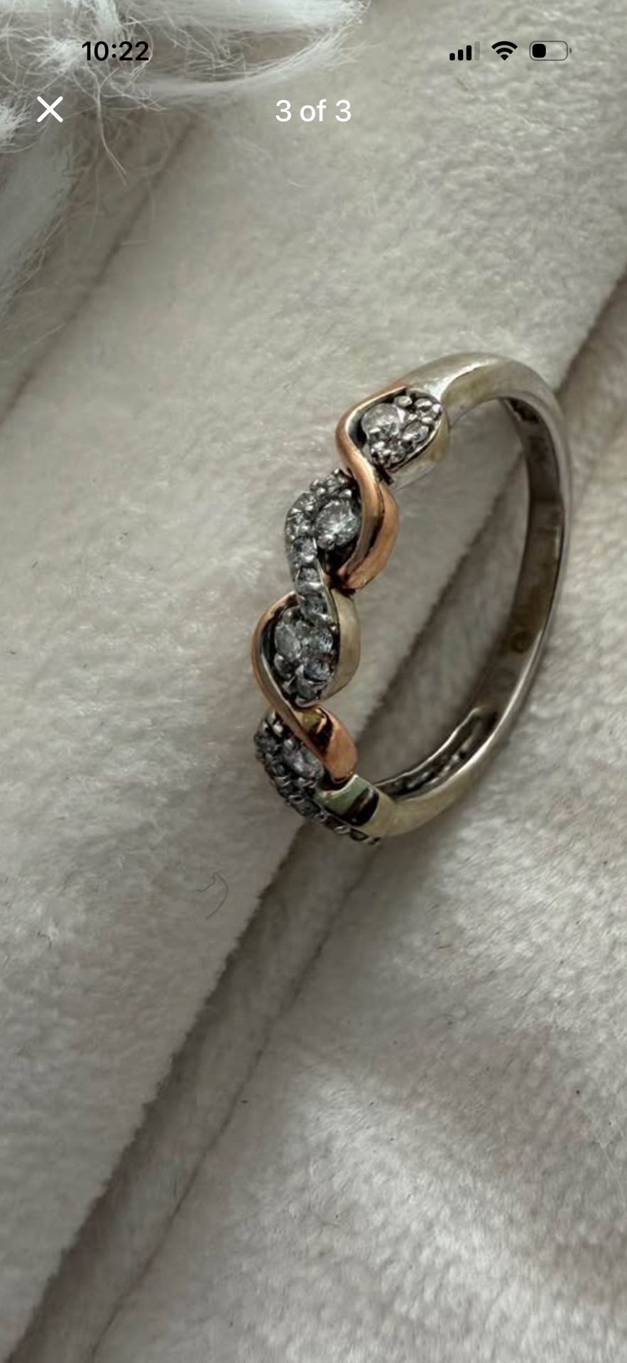 10 K yellow and white gold diamond ring size 7