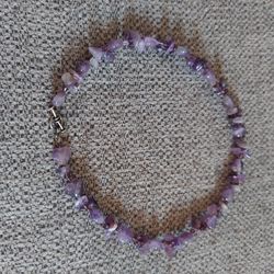 Amethyst Beaded Chip Necklace 16 Inches