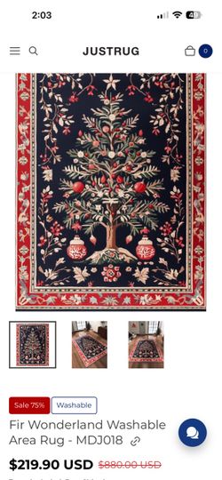 Fir Wonderland Washable Area Rug