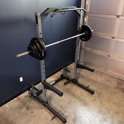 Brand New Squat Rack Power Cage + 170 Lb Olympic Weight Plate Set + Barbell , Home Gym Equipment **FREE DELIVERY**