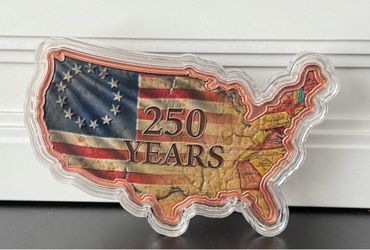 2026 10oz .999 Colorized Copper USA Flag Shaped 250 Year  Bar