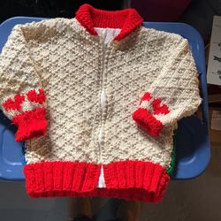 Young Child’s Knitted/crochet Sweater With Farm Animals
