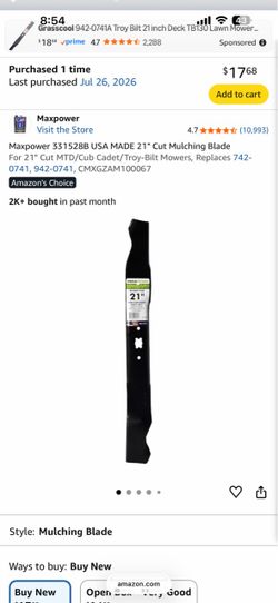 Mower blade 21”