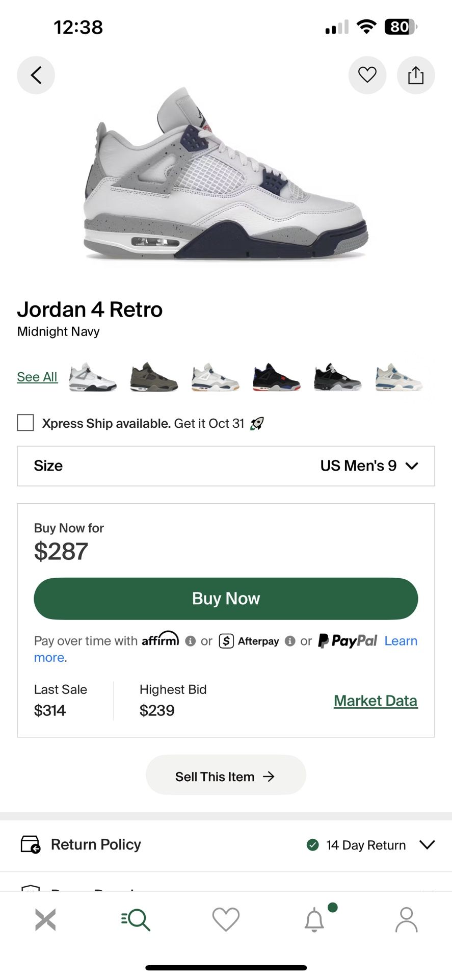 Jordan 4 Midnight Navy