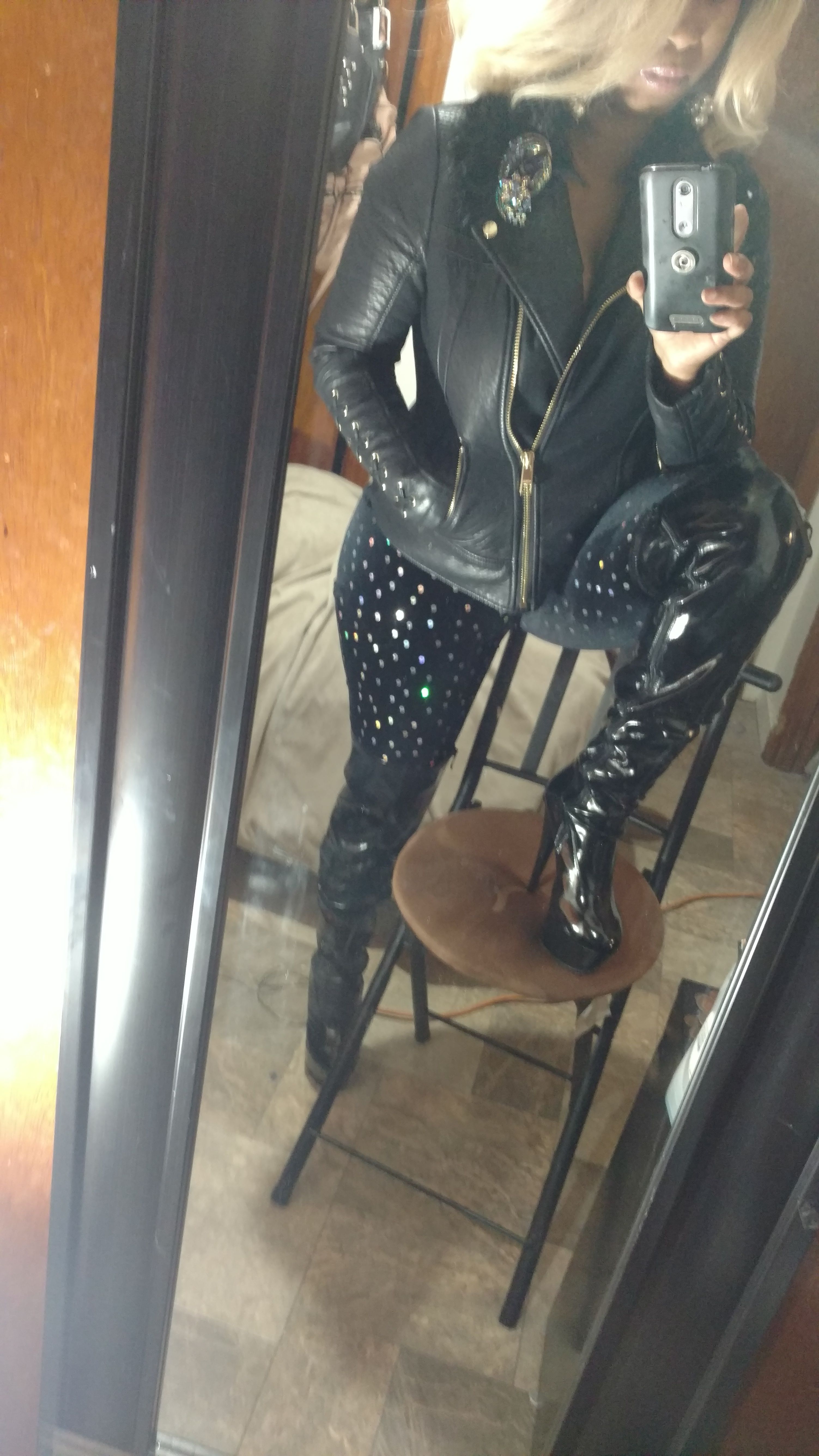 Betsey Johnson black sequin pants stretchey size 'P'