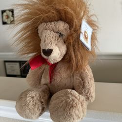 Aurora THEO The Lion Stuffed Animal Plush Red Ribbon 15” with Tags