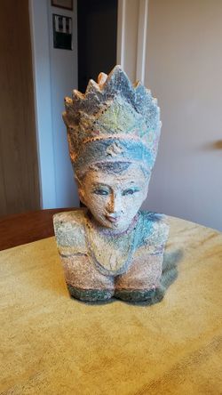 Vintage Antique-style Ancient Bohemian Southeast Asian Temple Art Goddess Bust GDDT