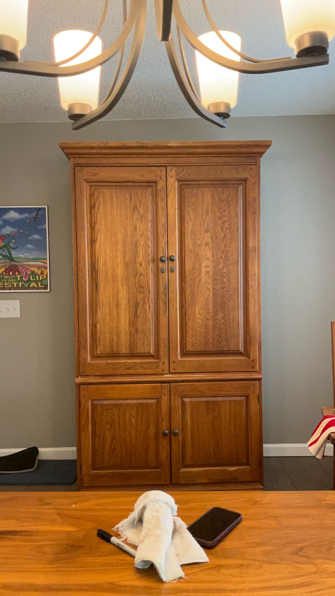 Solid wood large entertainment center