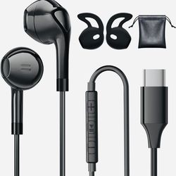 USB C Headphones for iPhone 15/15 Pro/ 15 Pro Max USB Type C Wired Earbuds with Microphone & Remote Control for iPad Pro, Samsung Galaxy S23 S22 S21 S