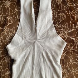 Forever 21 White Rayon Halter Style Tank Top Size Medium