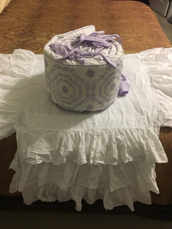 Baby Girl Crib Bumper & Ruffled Bed Skirt